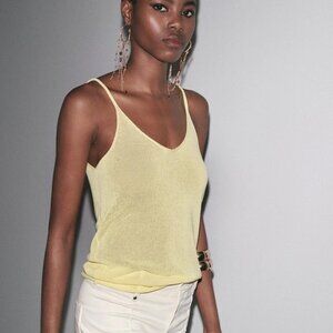 Zara Butter Yelllow Strappy Knit Top NWT